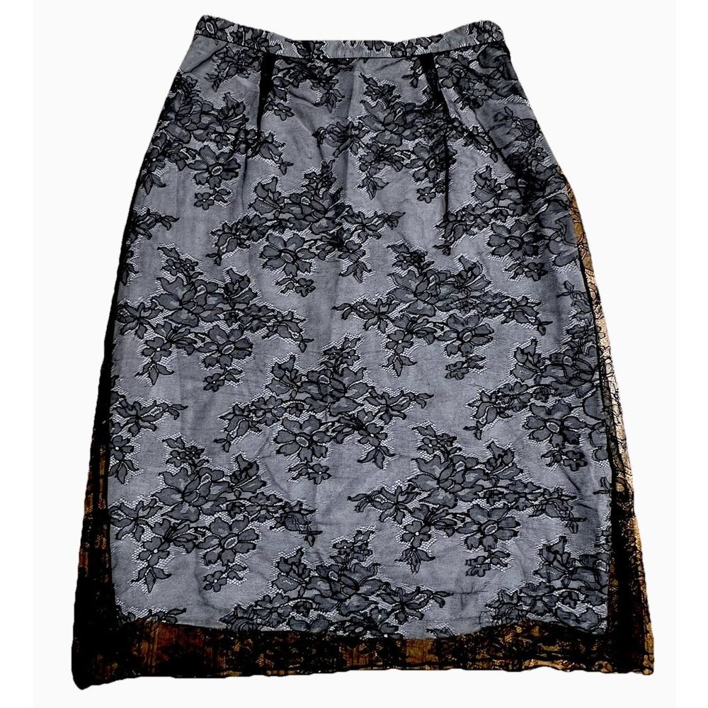 Rare Luca Luca by Luca Orlandi Lace Overlay Silk Skirt – Italy Sz 42, US 6